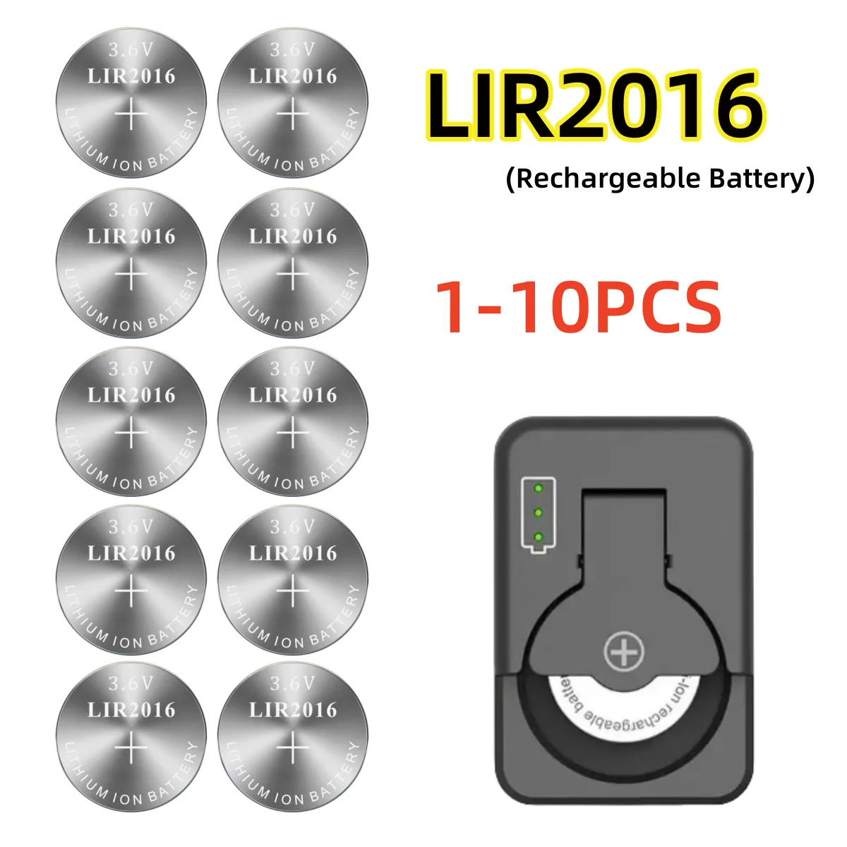 1-10PCS 3.6V LIR2016 Rechargeable Button Coin Batteries Stable Performances