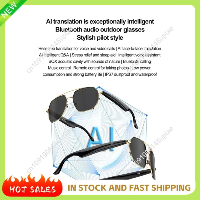 

N88R W100C Smart AI Translation Glasses Eyeglass BT Call Music Earphone Sunglasses UNISEX Multilingual Voice Translator