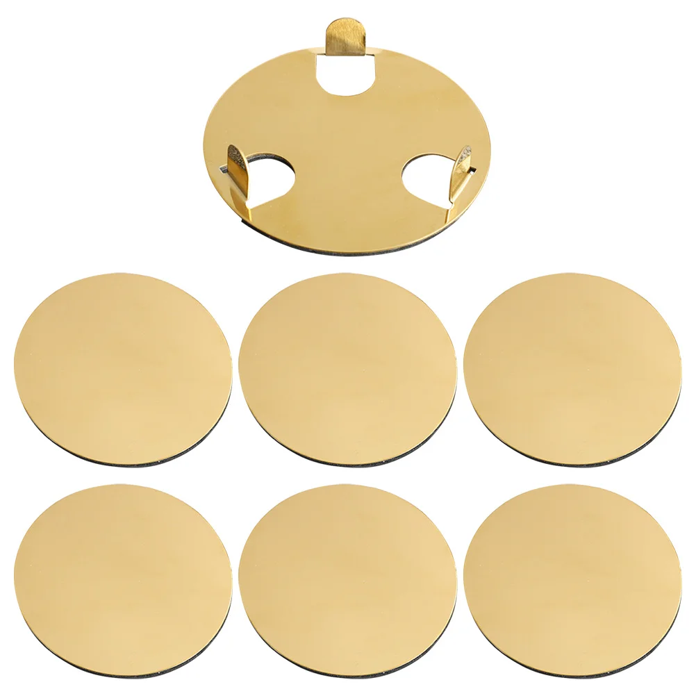 

6pcs Gold Coasters Round Stainless Steel Drink Protectors Non-Slip Base Heat Insulation Mat For Coffee Tea Cup Aesthetic Kitchen