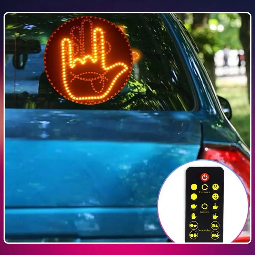 Middle Finger Light Gesture LED light Hand LED Car Finger UP Back Window Funny Sticker Car LED Hand for Car - Image 3
