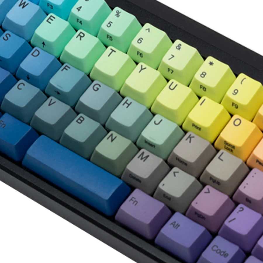 Mechanical keyboard special PBT keycap mini 67 keys Aurora mini pull minimalist white rainbow