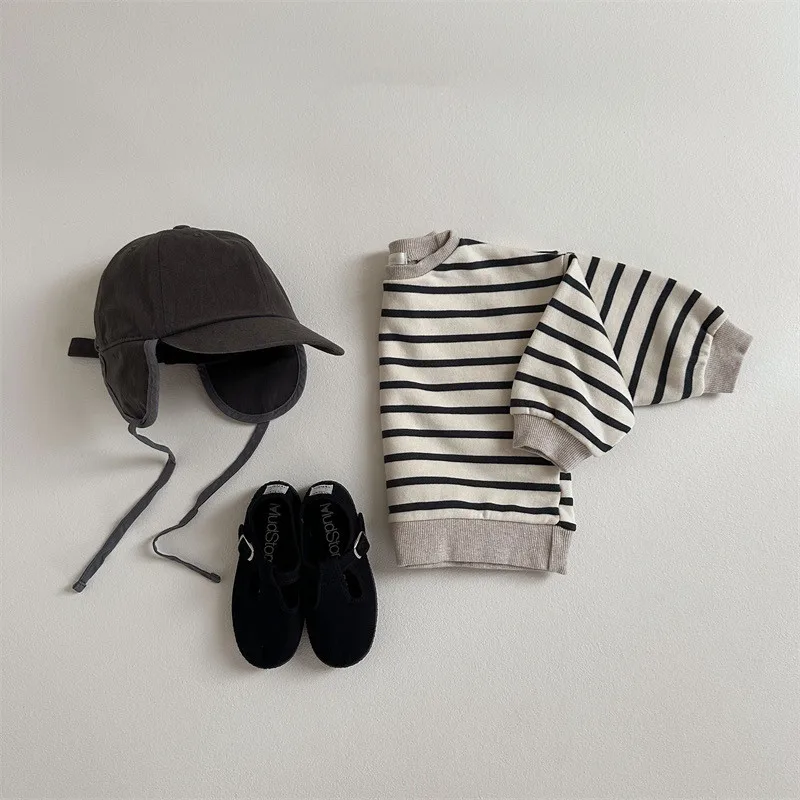 2024 Autumn New Baby Long Sleeve Striped T Shirts Infant Casual Tops For Boy Girl Cotton Bottoming Shirts Toddler Tee Clothes