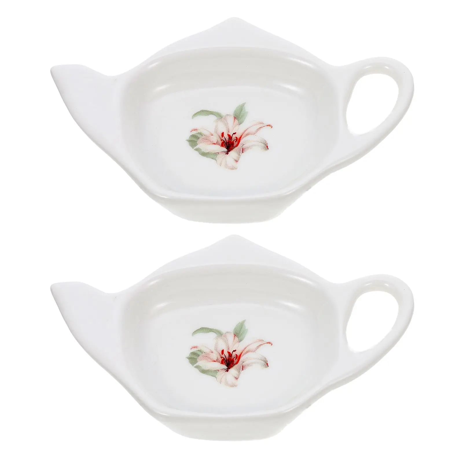 2 Pcs Tea Bag Saucer Trays Delicate Coasters Storage Box Loose Holder Ceramics Holders Travel Teabag Plates - Image 2