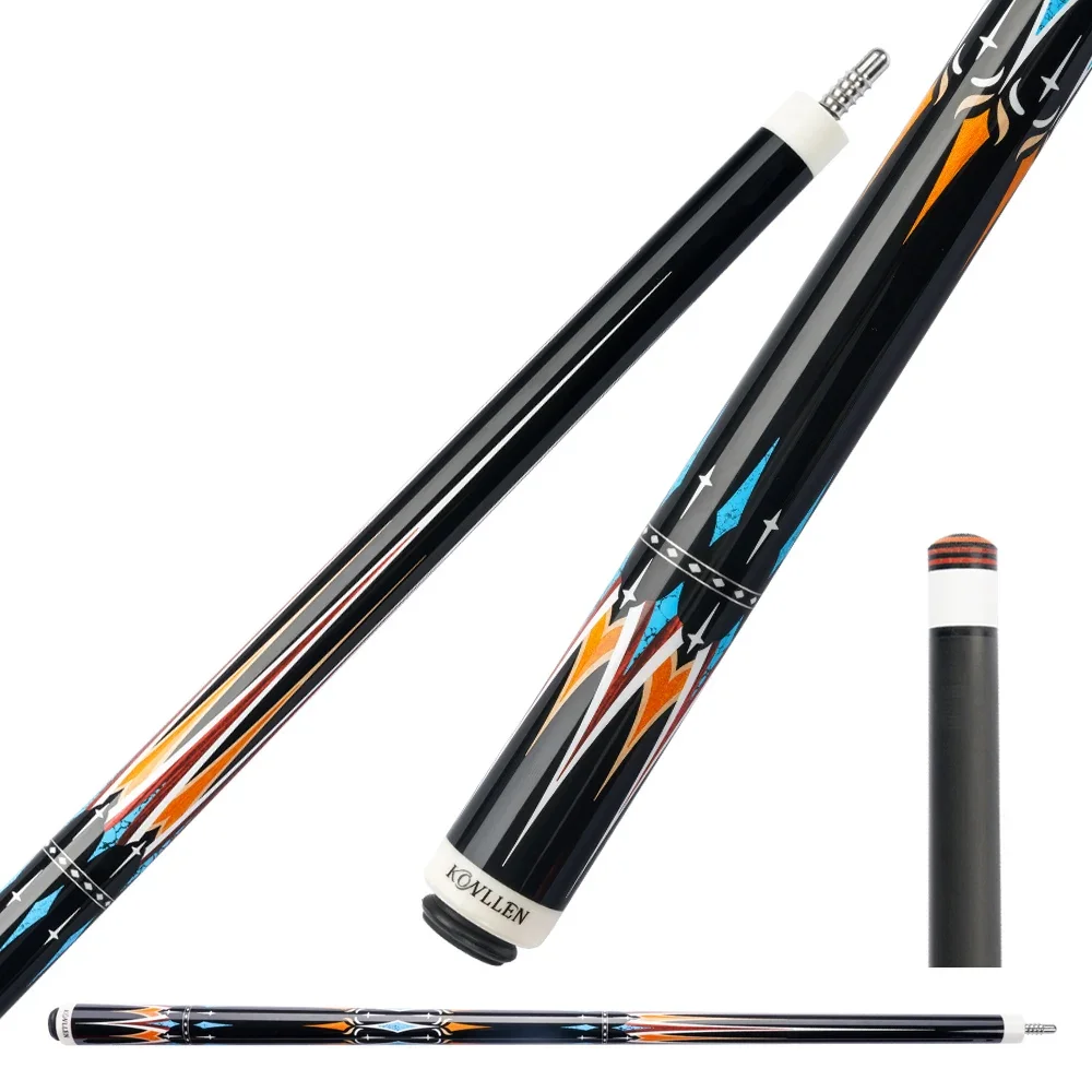 KONLLEN Carbon Fiber Billiard Cue with 3 Cushion Carbon Fiber Shaft 3C-PLUS Tip 142cm, 3x8 Radial Joint 12mm Carom Cue