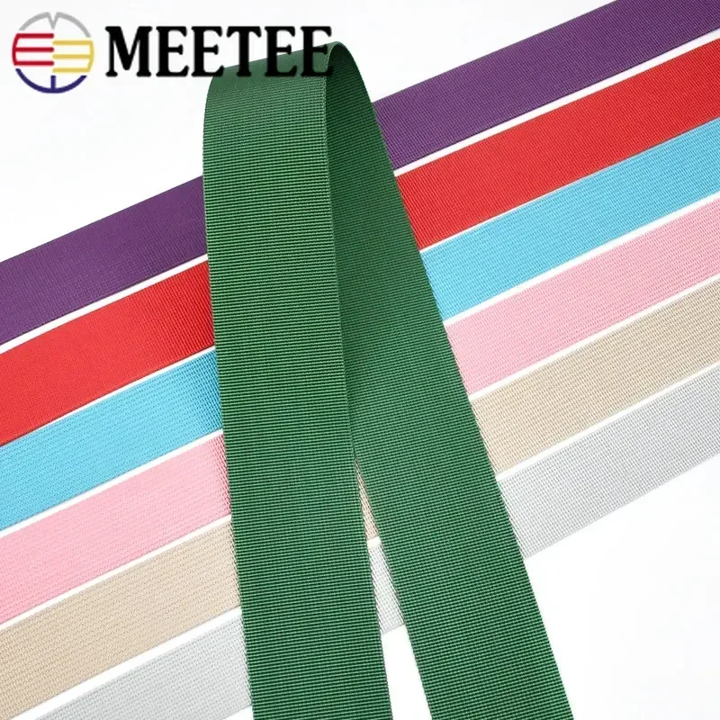 Meetee 2M 20-50mm 1mm Thick Nylon Webbing Bag Strap Woven Ribbon Pet Collar Pull Rope Tape Safety Belt Sewing Bias Accessories