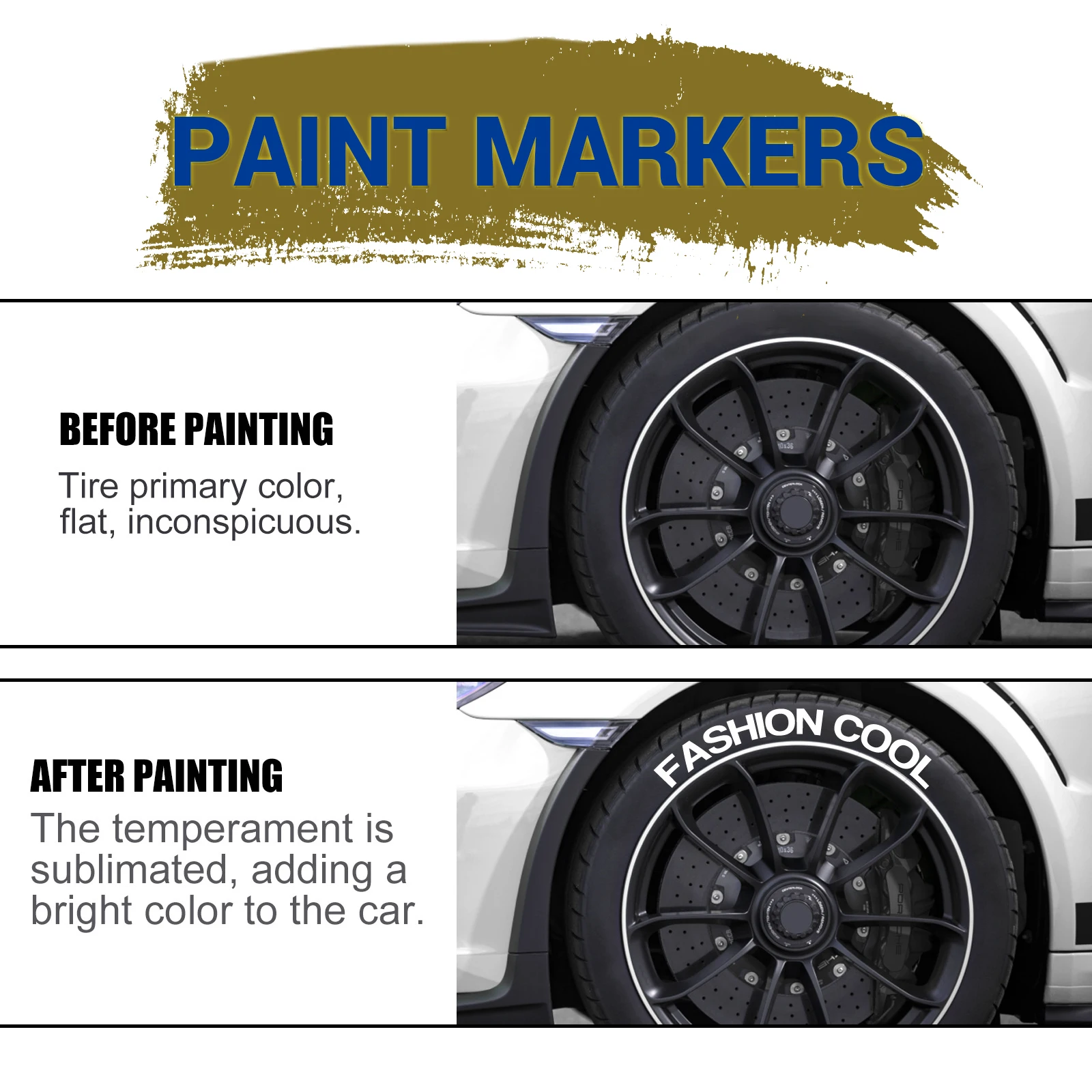White Waterproof Cars Wheel Tire Oily Mark Pen Auto Rubber Tyre Paint Pen Cd Metal Permanent Paint Marker Graffiti Touch Up image 4
