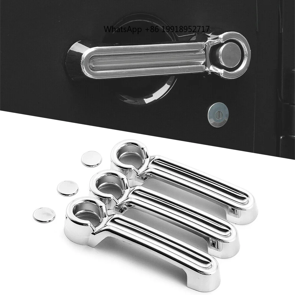3X Chrome Exterior Door Handle & Tailgate Cover Trim For  Wrangler JK 2007-2014 2015 2016 2017 2Door Model Only 2Dr