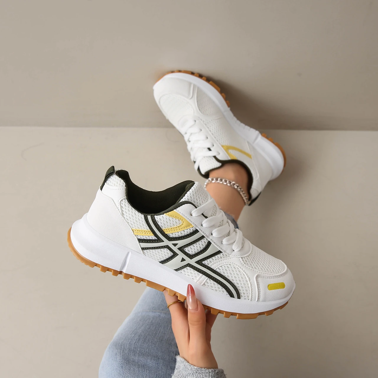 للجنسين منصة أحذية رياضية المرأة تنفس شبكة محبوكة أحذية رياضية الارتفاع زيادة سميكة سوليد حذاء كاجوال زوجين المدربين #3