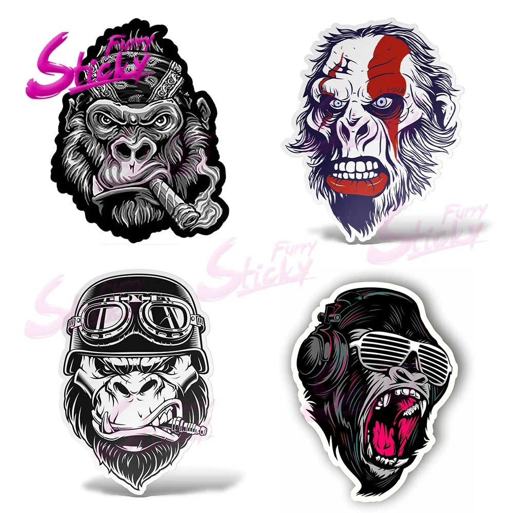 Furry Sticky Smoking Gangster Gorilla Rider Car Sticker Car Decal for Helmet Trunk Laptop Motorcycle Decal Car Accessories