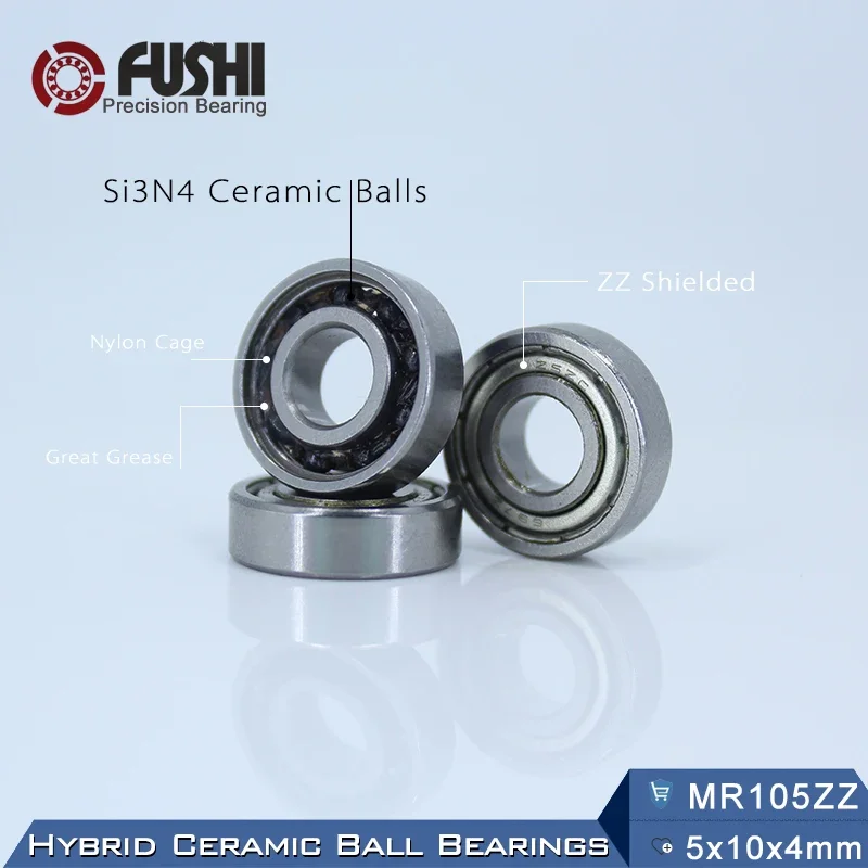 2PCS MR105RS MR105ZZ MR126ZZ 5x10x4 มม.5x10x4 มม.6x12x4 มมไฮบริดซิ 3 เอ็น 4 เซรามิคแบริ่งลูกบอล ABEC-1 สำหรับอุตสาหกรรมมอเตอร์แกนหมุน