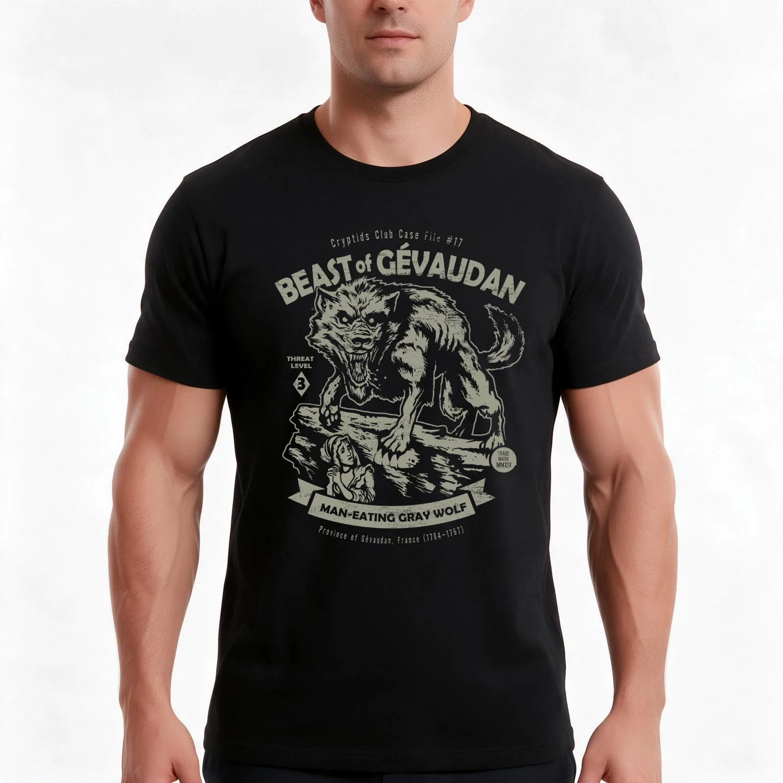 Beast of Gevaudan T-Shirt, Summer Casual Cotton Tee, Oversized Streetwear Tops, Vintage Graphic Print, Loose Fit Short Sleeve