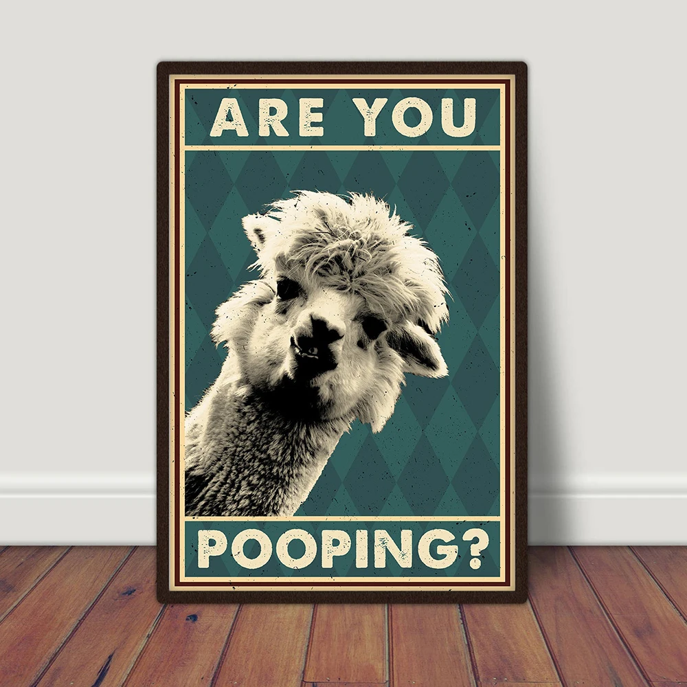 Funny Cute Llama Are You Poo Vintage Poster Bathroom Decor Wall Art Canvas Painting Toilet Gift Alpaca Pictures Prints