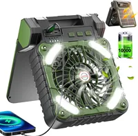 Portable Solar Fans 10000mAh LED Lantern Rechargeable Solar Powered Camping Fan 4 Speeds Powerful Wind 90° Folding Ventilador
