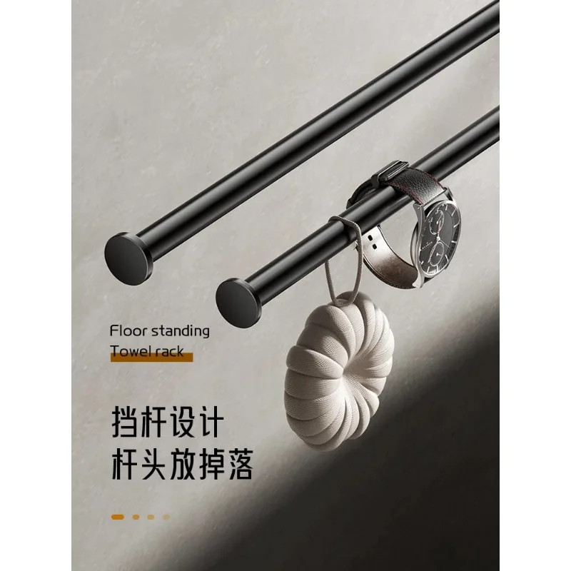 Rotating 304 stainless steel floor-to-ceiling marble towel rack, bathtub shelf, clothes hanger, bath towel rack, towel rail image 5