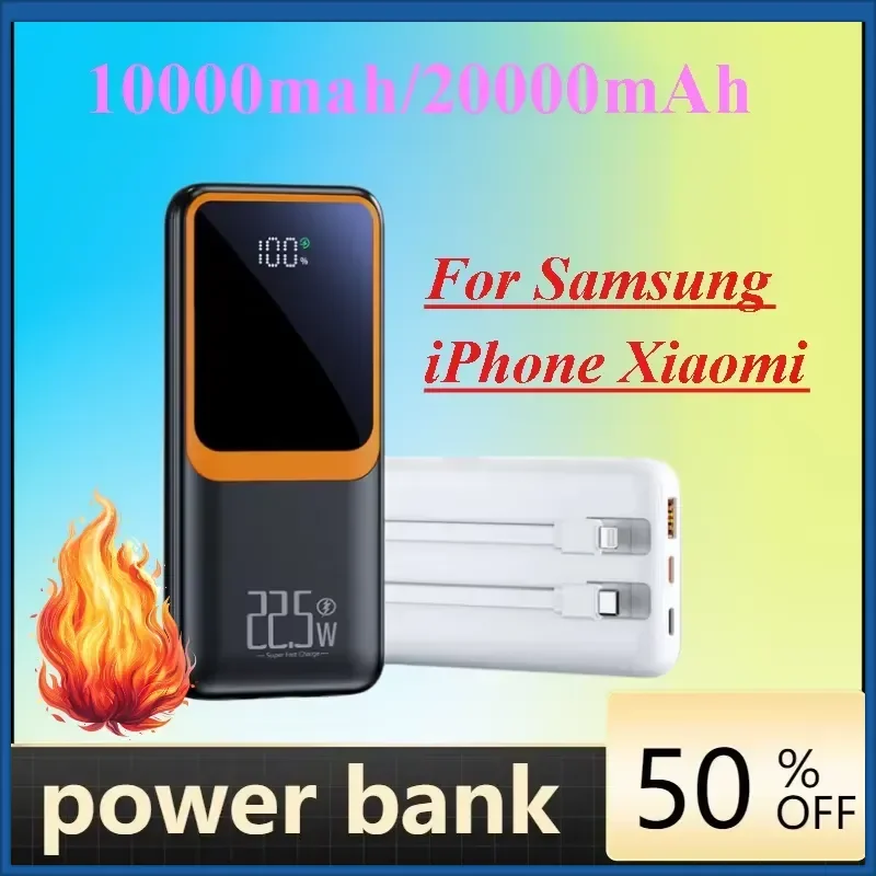 10000mah 20000mAh Power Bank External Large Battery Capacity PD 22.5W Fast Charging Portable Charger For Samsung iPhone