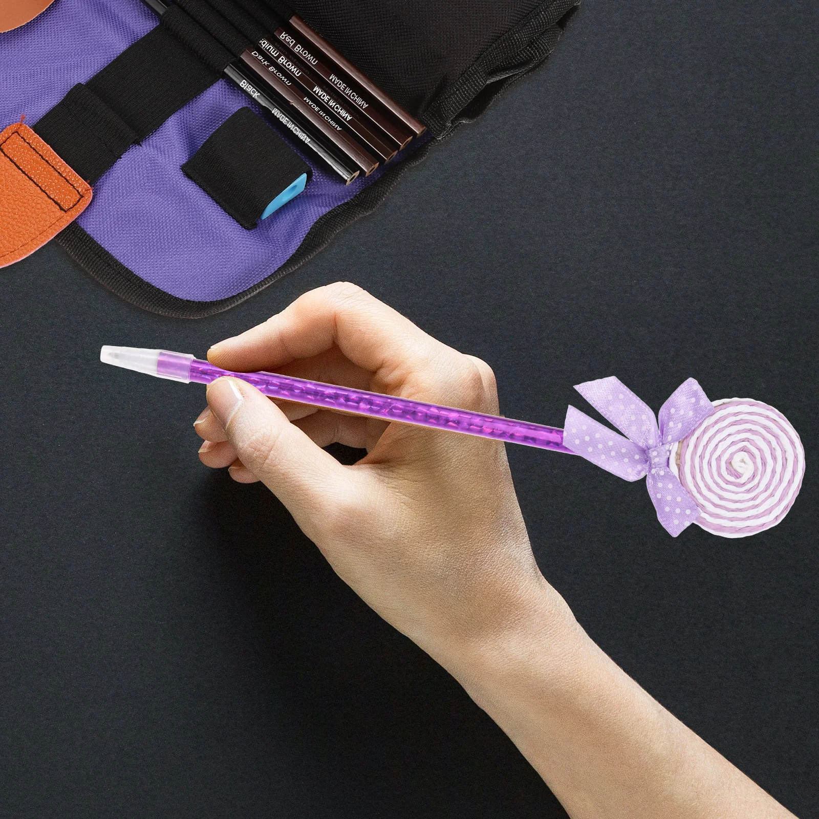 

10 Pcs Plastic Ballpoint Pen Lollipop Stationery Pens Ball-point Stylus Desktop