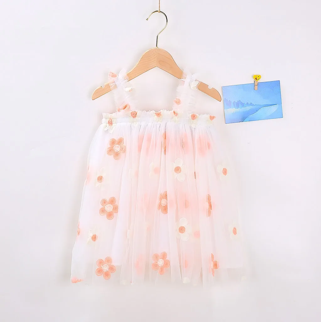 Süßes Tutu-Kleid für Kleinkinder und Mädchen, ärmellos, Sommer, neu, mit Stickerei, Blumenmuster, Netzkleid, Prinzessinnenkleid für kleine Mädchen – Detail 20