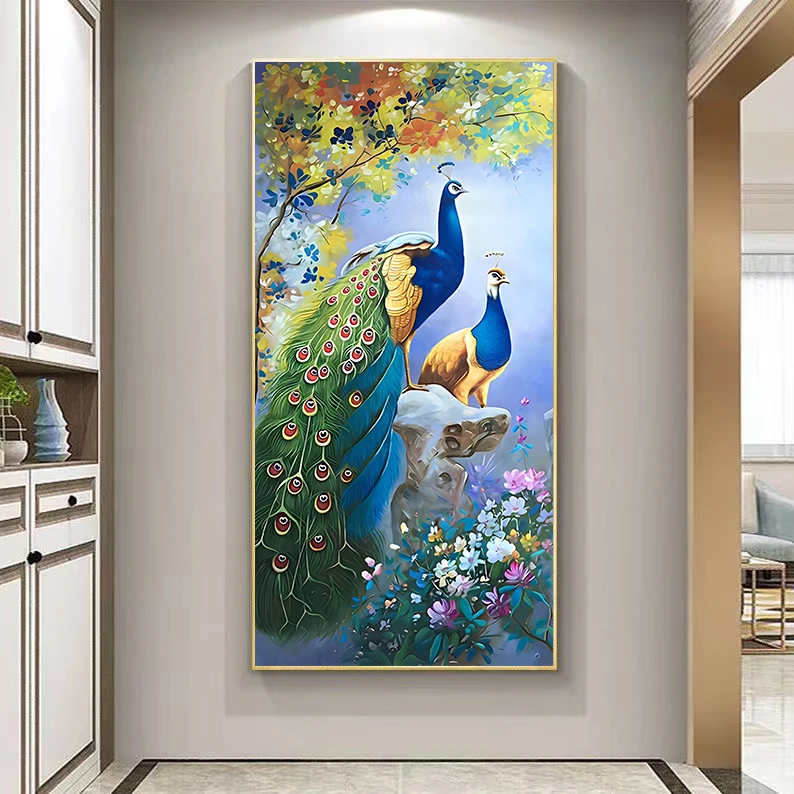 Pintura de diamantes 5d, bordado de animales, Kits de punto de cruz, pavo real, mosaico completo, arte de decoración del hogar, recién llegados