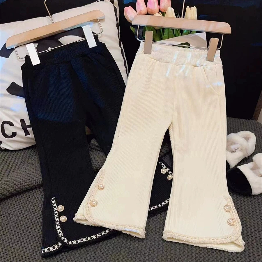 موضة الفتيات السراويل 2024 الخريف الشتاء زائد المخملية رشاقته السراويل الاطفال الملابس بناطيل كاجوال الفتيات سروال قصير دافئ #6