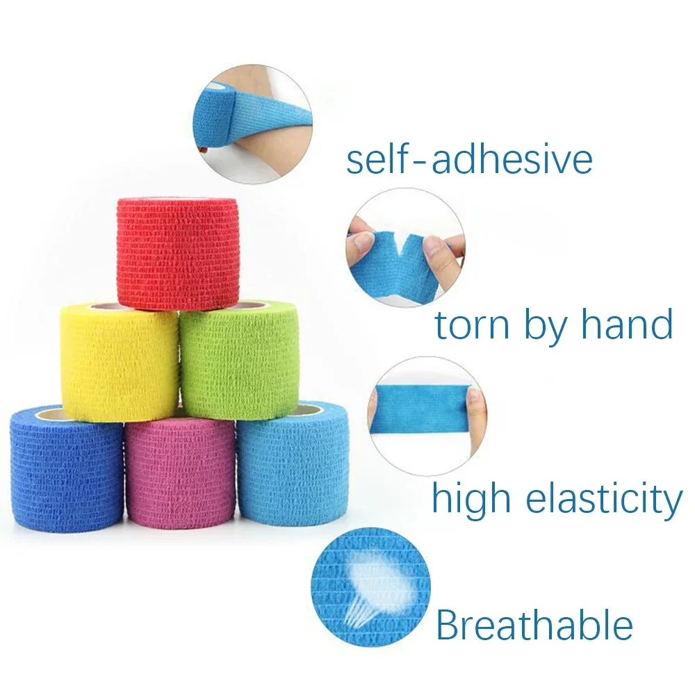 10 Rolls Elastic Bandage,Self Adhesive Bandage,Athletic Wrap Tape,Sport Protector Knee Finger,Tattoo Accessories