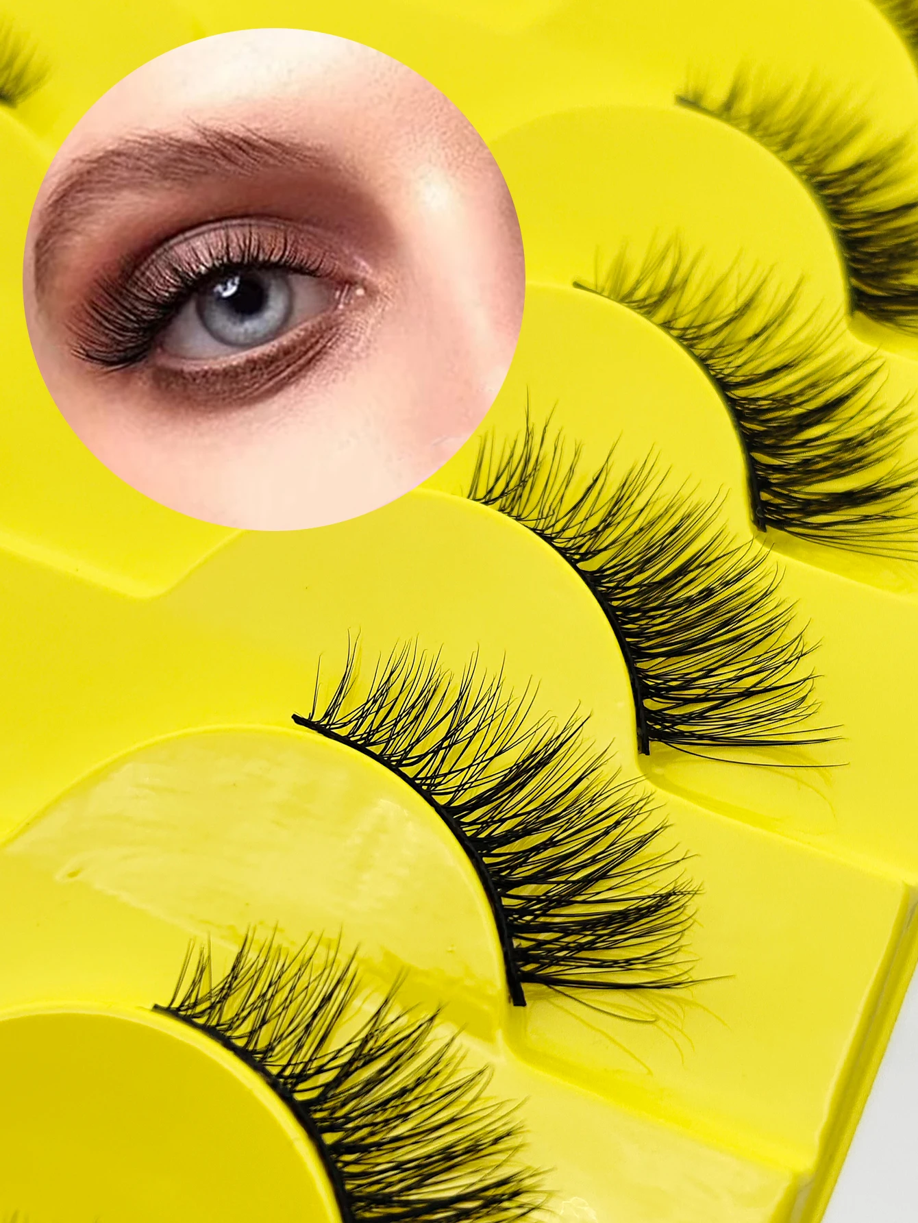 Medias pestañas 7/10 Piars medias pestañas suaves naturales pestañas de ojos de gato herramienta de maquillaje extensión de pestañas postizas esponjosas Faux Cils