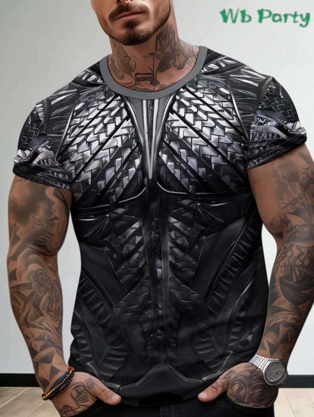 Dragon Scale Armor Design 3D Print Men's T Shirt Hip Hop Trend Harajuku Streetwear Casual O-Neck Short Sleeve Tops Fashion Tees