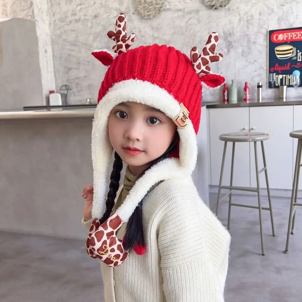 

Protection Cartoon Children Ear Protection Hat Solid Color Wool Baby Beanie Cap Skullies Thermal Hat Kids Crochet Hats Newborn