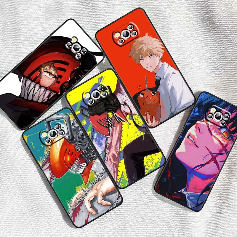 

Anime C-Chainsaw M-Mans Phone Case For Xiaomi Mi Poco F3 F4 F5 F6 X3 X4 X5 X6 X7 M3 M4 M5s M5 M6 GT Pro 5G Black Cover