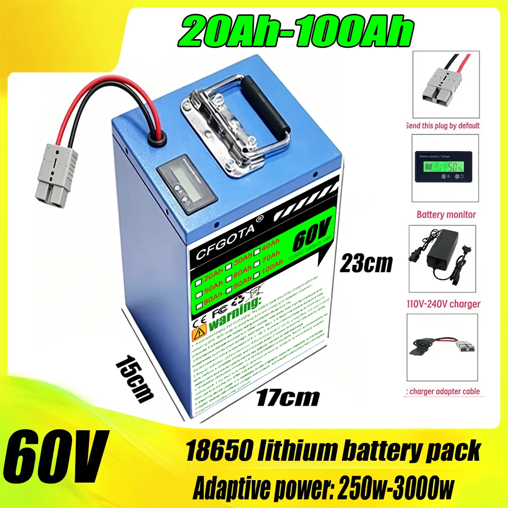 

60V 20Ah-100Ah Electric scooter/Bike Lithium Battery Pack 500-2500W Motor battery for Bicycle Scooter Motorcycle with Charger