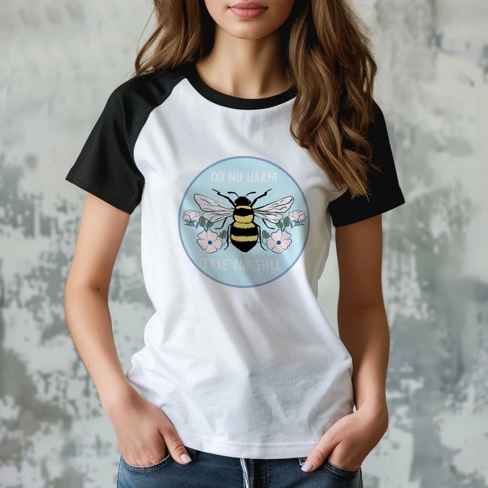 Bee t shirt women funny Japanese anime top female anime comic streetwear clothes