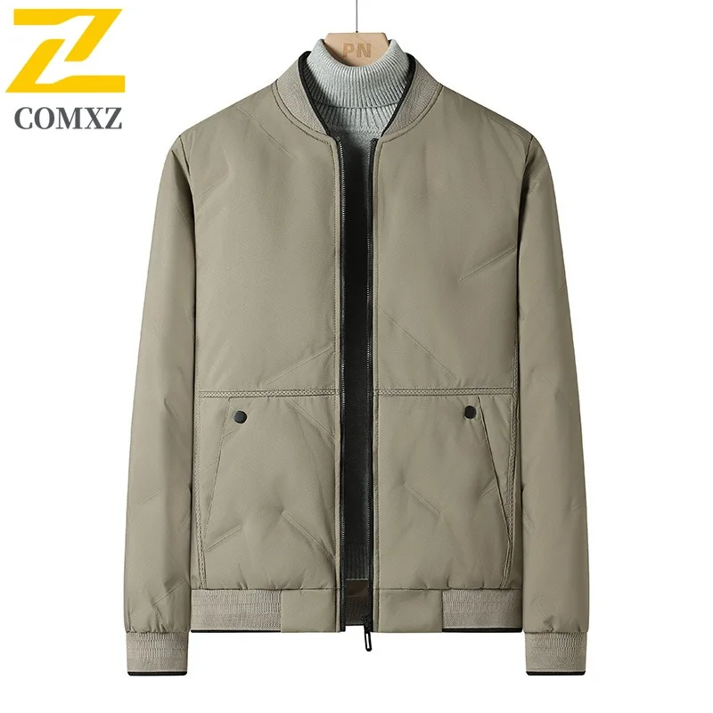 COMXZ رجل مبطن سترة عادية البيسبول طوق العمل في الهواء الطلق سميكة الدافئة سترة عادية اليومية نمط معطف الشتاء مقاومة البرد #1