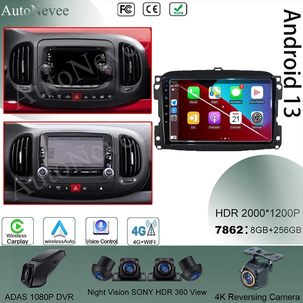 

Touch Screen Android 13 For Fiat 500L Egea Doblo 2012 - 2017 Car Multimedia HeadUnit Autoradio Bluetooth Stereo Navigation