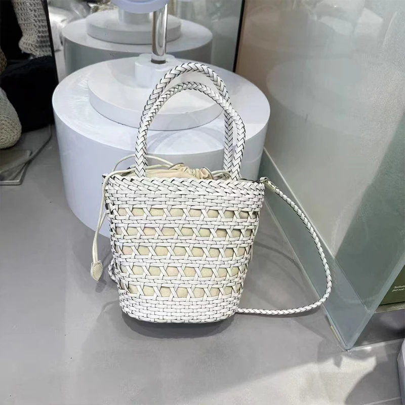 

2025 Handcrafted Luxury Women's Bucket Bag Designer Hollow out Leather Crossbody Bag And Wallet Fashionable And Elegant