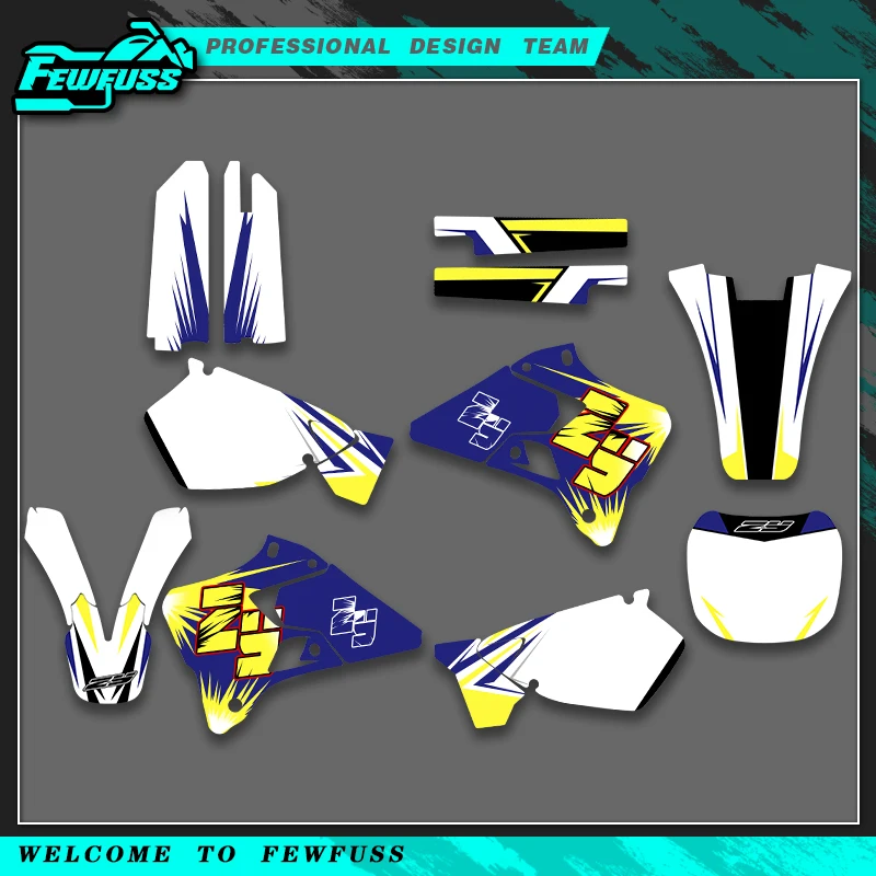

Fewfuss For YAMAHA YZ125 250 1996 1997 1998 1999 2000 2001 Graphics Decals Stickers Motorcycle Background Custom Number