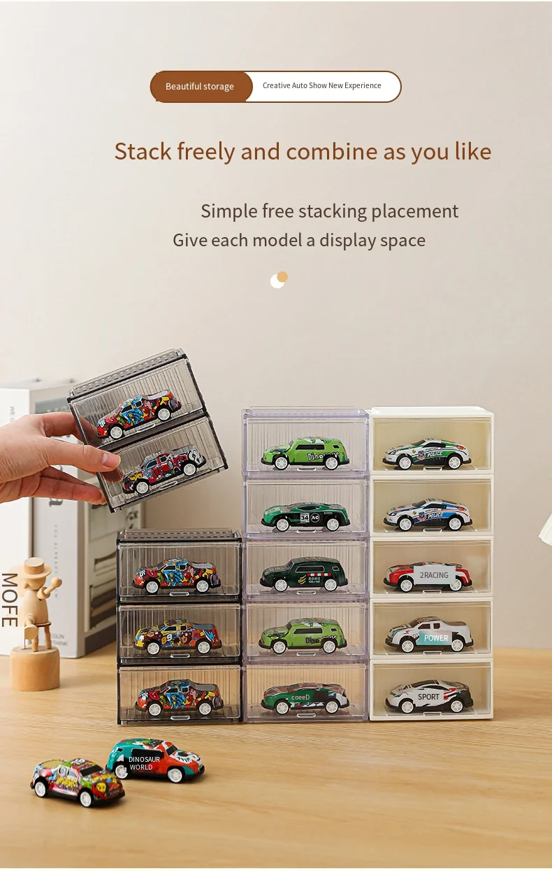 5 шт., витрина для модели автомобиля с дверцей, прозрачная разделенная стойка для хранения Hot Wheels Tomica, пылезащитный коллекционный органайзер