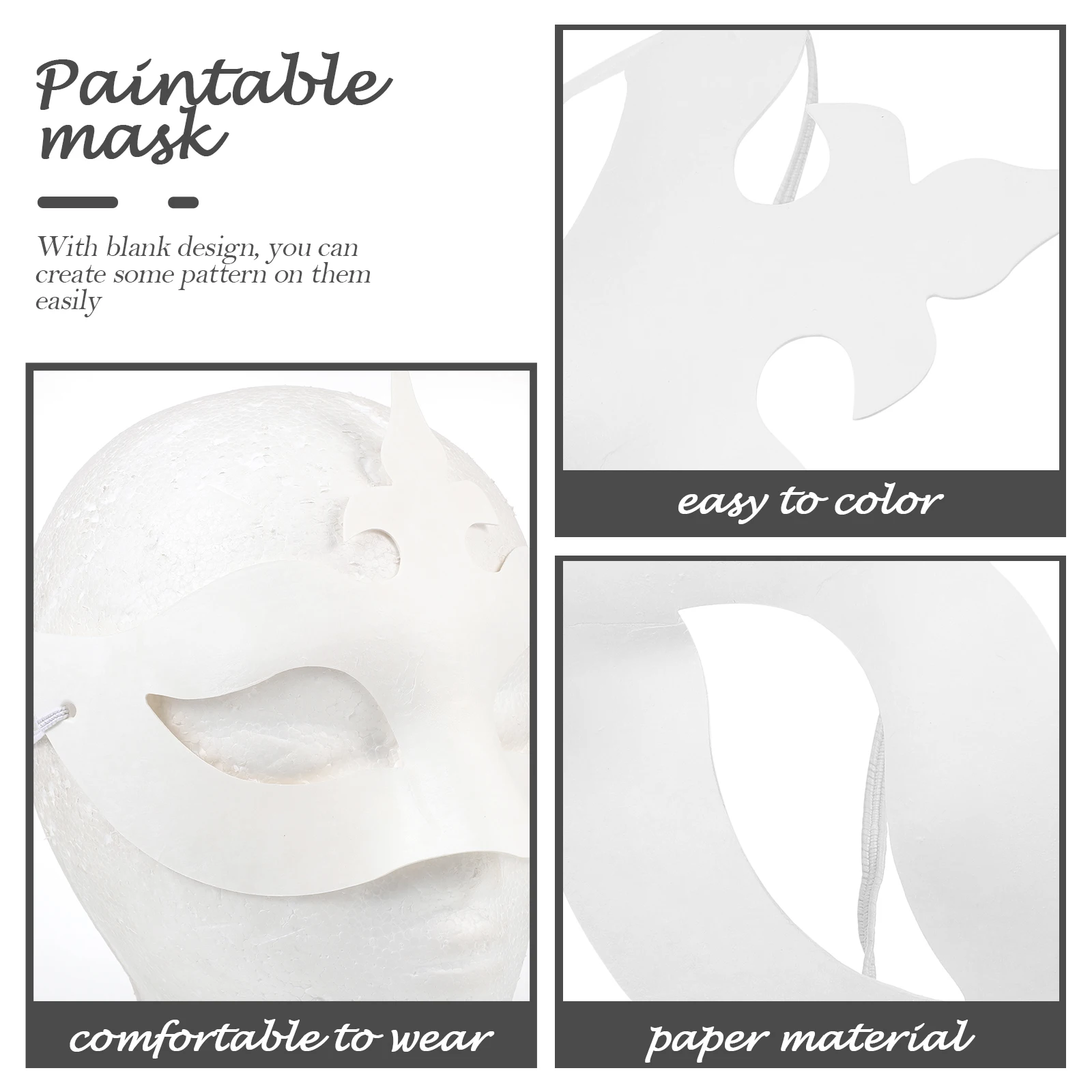 

6 Pcs White Paper Face Masks Hand Painted Craft Painting Mask Party Masquerade Festival School Activity for Kids