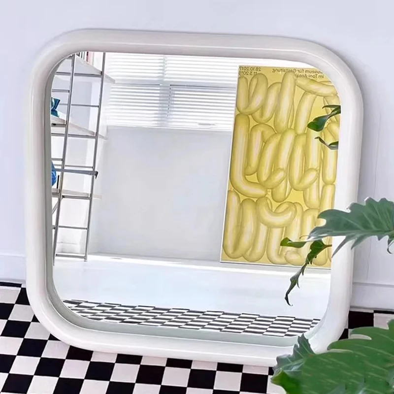 Bathroom Rectangular Mirror Small Modern Nordic Design Metal Frame Portable Makeup Mirror Wall Hanging Spiegel Home Decoration