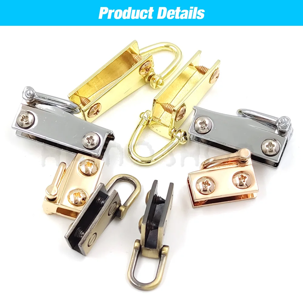 1 pair Metal Buckle Lock Bag Side Anchor Handle Connector Bag Side Edge Anchor Link Hardware with D Rings for Bag Purse Strap