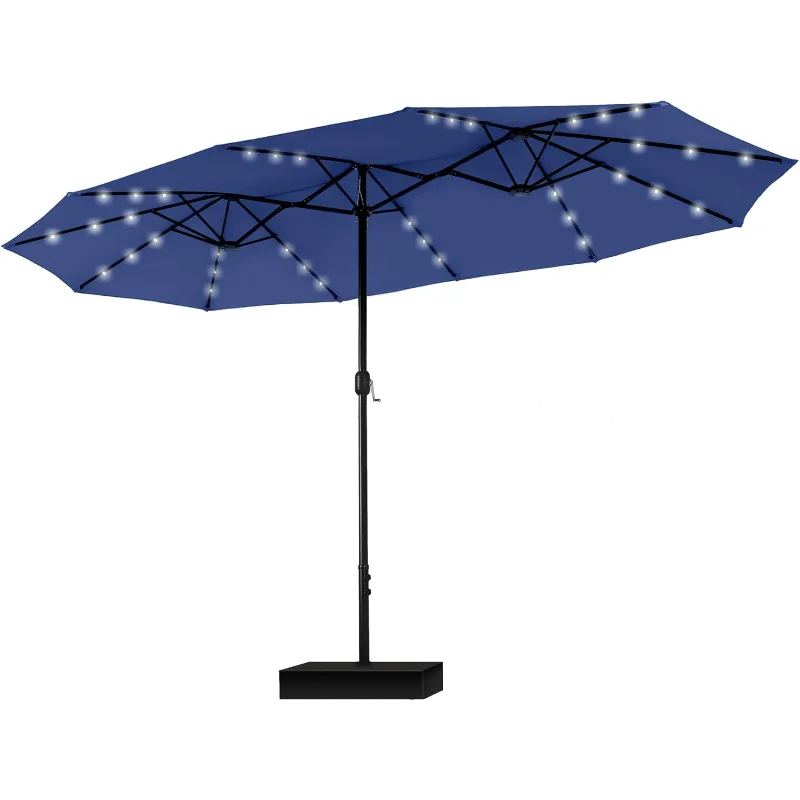

Sophia & William 15 ft Extra Large Patio Umbrella with Solar Lights, Rectangular Outdoor Umbrella with Base Included