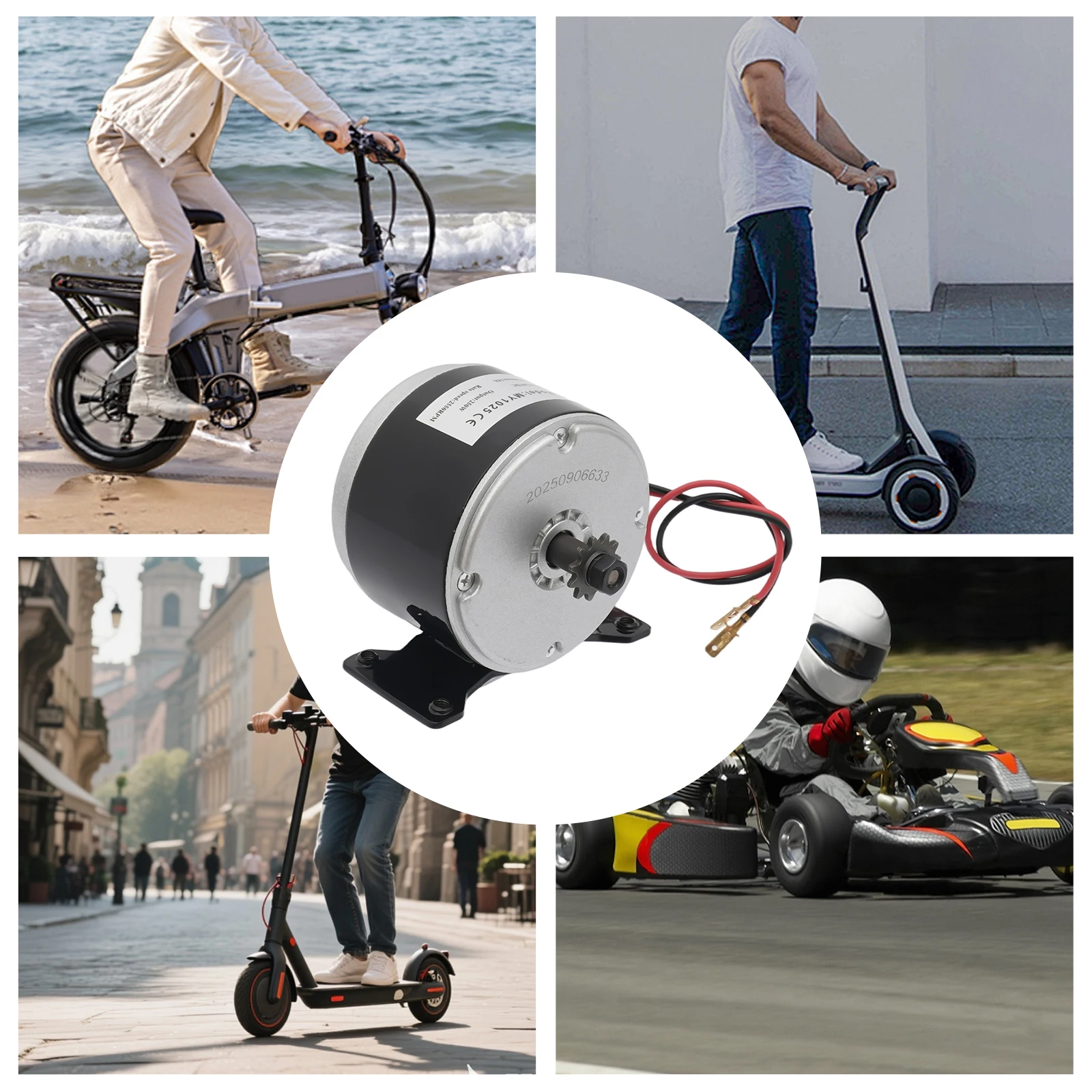 Motor Skuter Listrik 24V DC 250W 2550 RPM, Motor Sepeda Mini dengan Gigi Sprocket