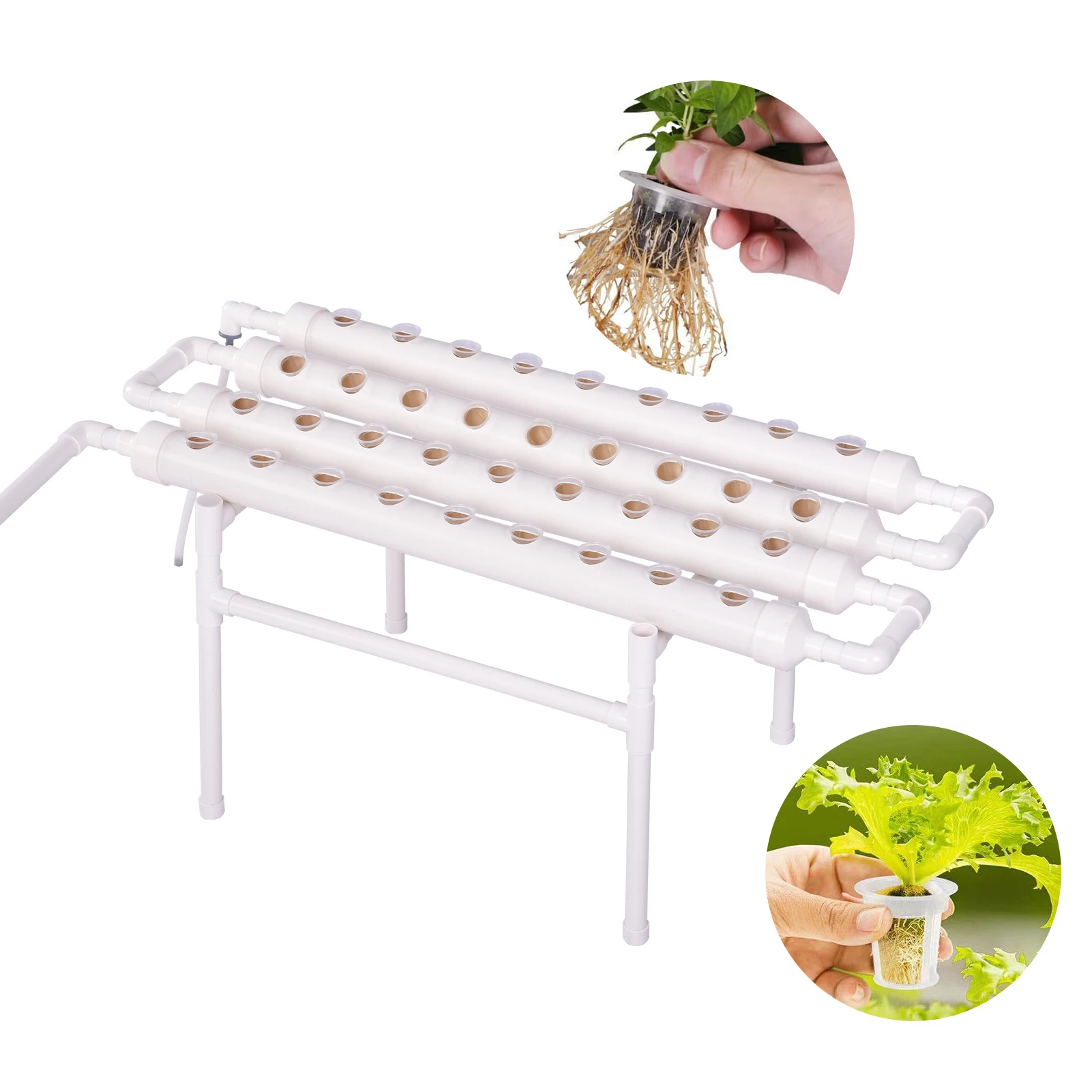 36 Sites Hydroponic Growing System, Pvc Pipe Indoor Garden Plant Grow Kit with Water Pump and Timer, Soilless Cultivation Vertical Planter Rack for Leafy Vegetables Herbs, Space-Saving Home Gardening Equipment