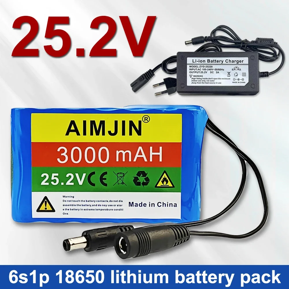 

24V 3000mAh 25.2V 3Ah 6S1P 18650 rechargeable lithium-ion battery pack with BMS protection board