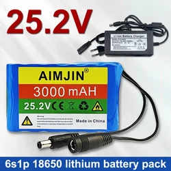 24V 3000mAh 25.2V 3Ah 6S1P 18650 rechargeable lithium-ion battery pack with BMS protection board