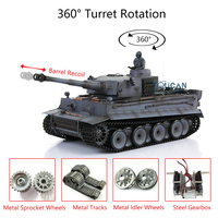 1/16 HENG LONG 7.0 Tiger I RC Tank 3818 360 Turret Barrel Recoil Remote Control Car Vehicle Model TH17255-SMT4
