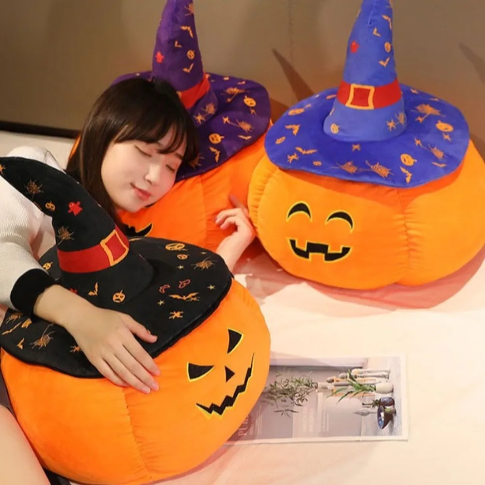 Trick Wearing Hat Pumpkin Demon Doll Stuffed Soft Halloween Plush Toy PP Cotton Funny Halloween Pumpkin Throw Pillow Kids Gift