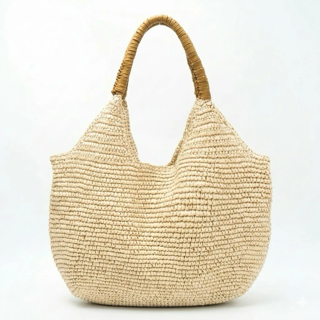 

Woven Bag High Quality Portable Knitted Shoulder Basket Shopping Bag Woven Crochet Hand Straw Tote Bag For Beach