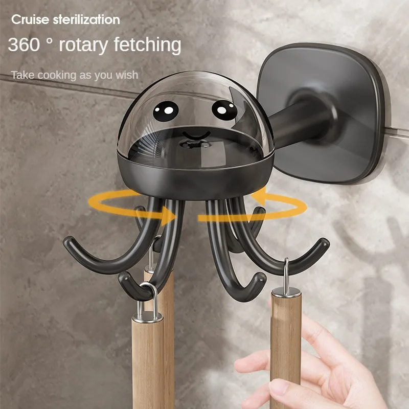 

Powerful multi-functional six-claw rotary hook stand kitchen storage 360 degree traceless hook household free punch stick hook