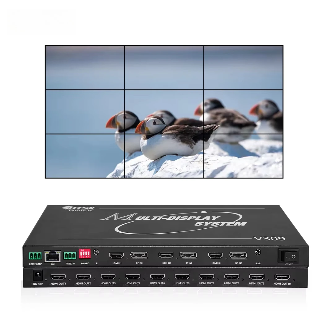 

Профессиональный контроллер аудио-видео и освещения Bitvisus, точка 2x4, 2x5, 1x10, процессор для смешивания кромок для видеостены 8K