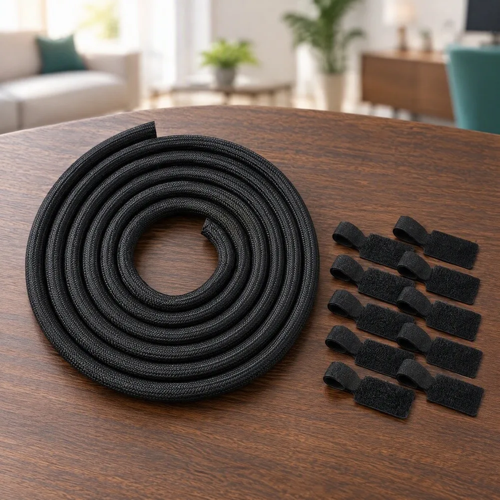 Black For Braided For PET Cable Sleeve Split Self Sealing Wire Protector For Automotive Pet For Proof Cord Management Organizer