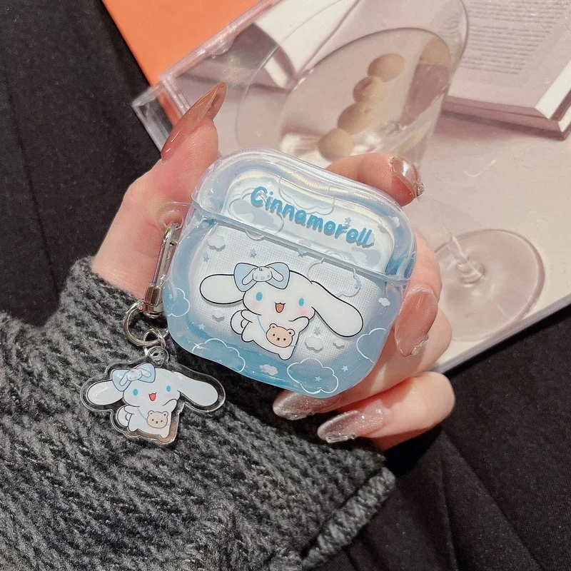 

Милый мультяшный чехол для наушников Sanrio Cinnamoroll для Airpods 1, 2, 3, 4 Pro 2, защитный чехол для беспроводной Bluetooth-гарнитуры с подвеской